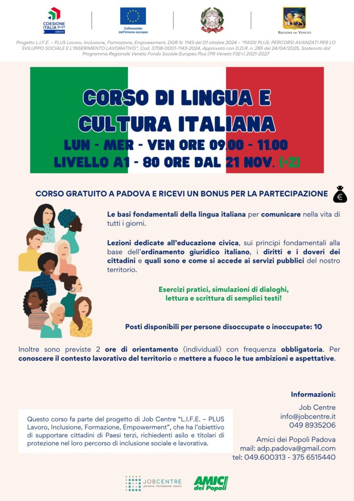 Progetto L.I.F.E.- PLUS Lavoro, Inclusione, Formazione, Empowerment